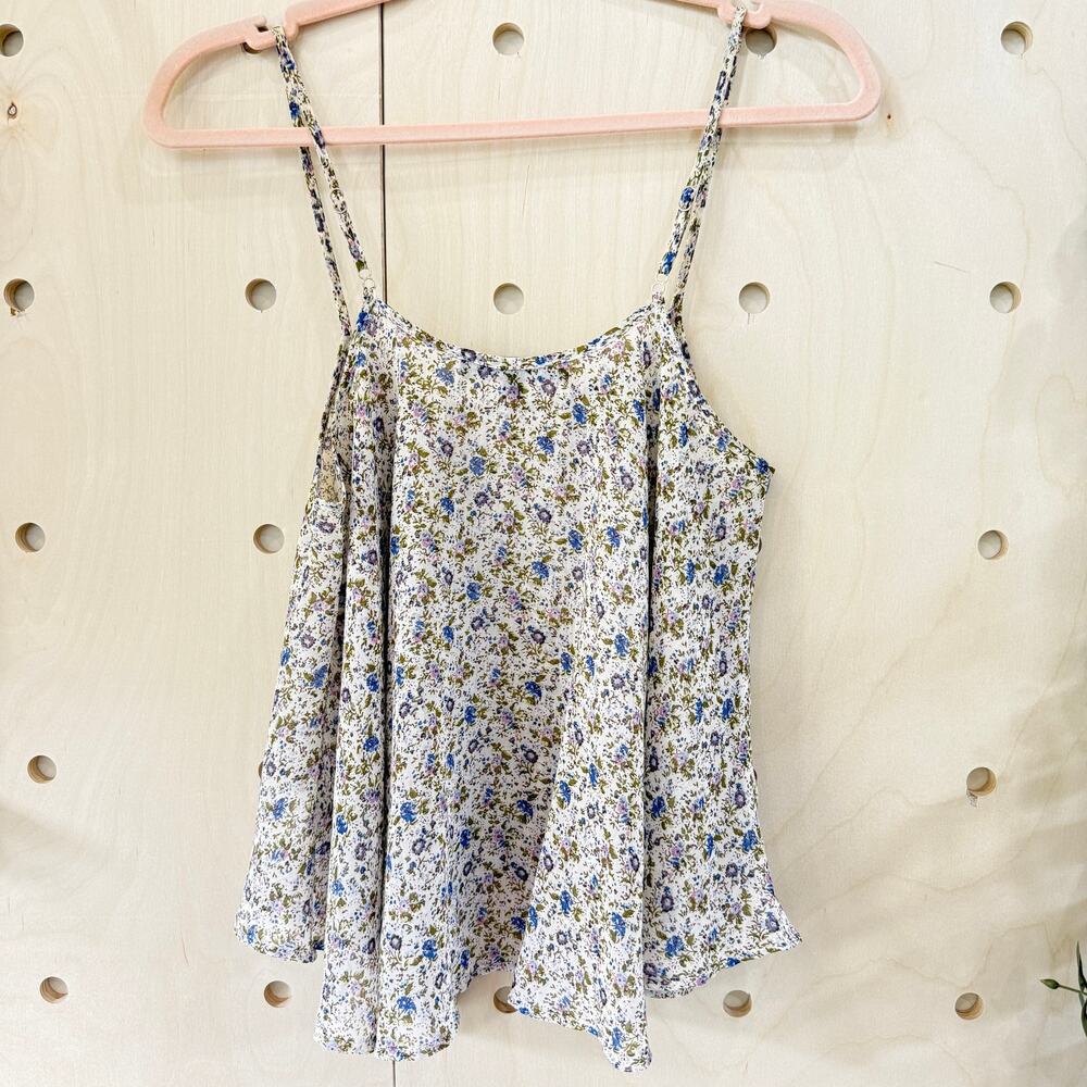 FOR LOVE & LEMONS Tour Bus Cropped Tank Size Small Cream Floral Sheer Chiffon - Picture 5 of 11